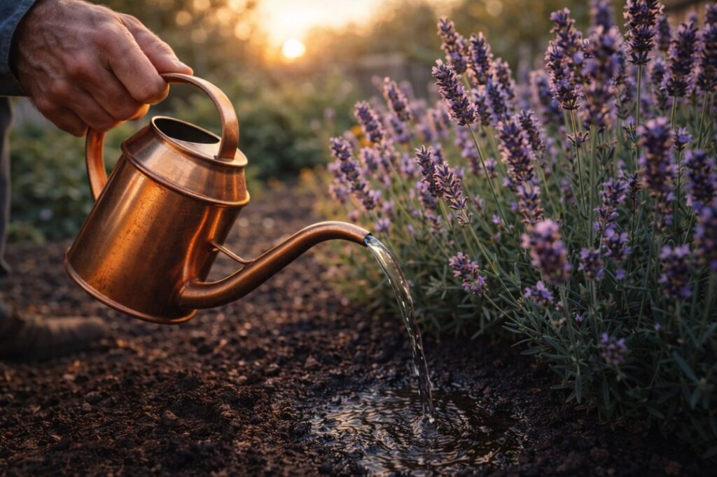 Mindful manual watering at the plant base, a foundational practice among backyard irrigation ideas Australia.