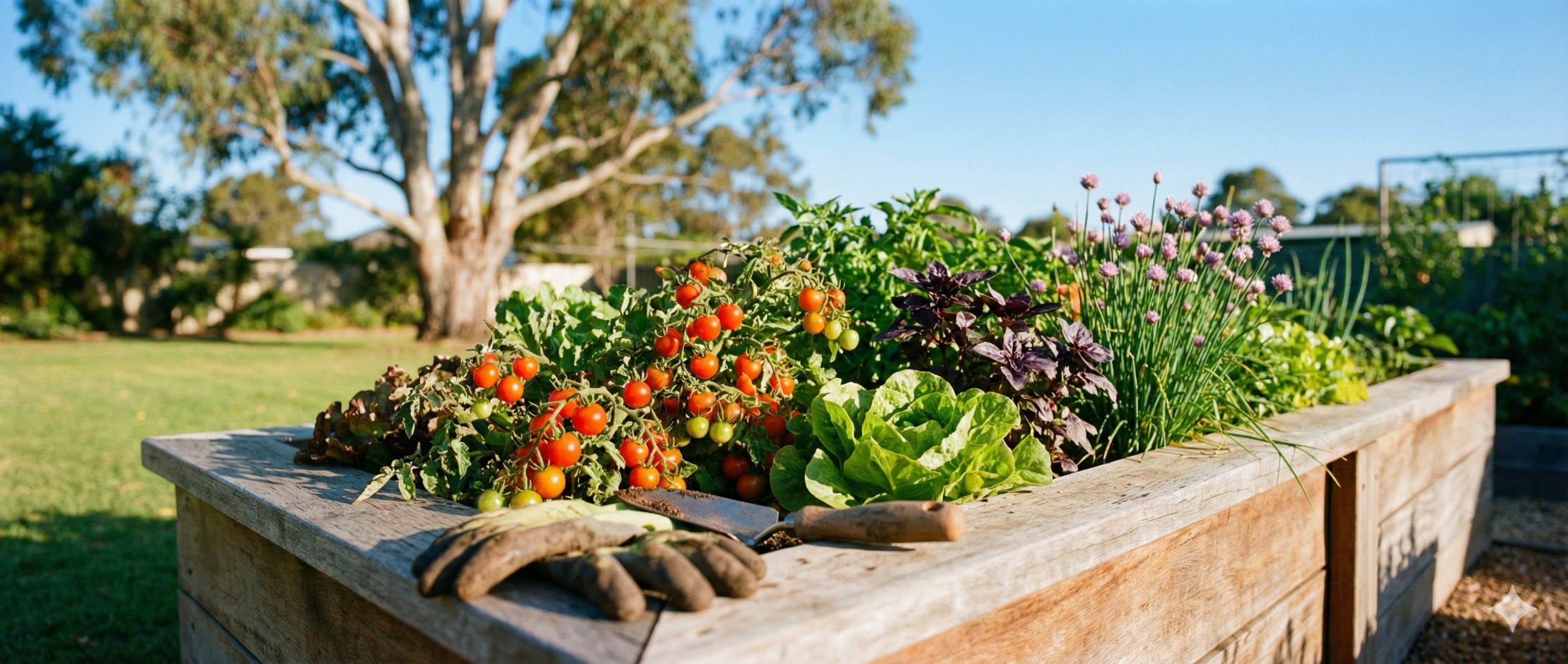 A thriving DIY raised garden bed guide Australia - a lush, productive vegetable bed in an Australian backyard.
