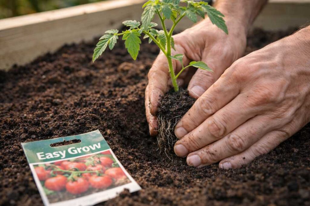 How to start a vegetable garden Australia: the essential step of planting seedlings.