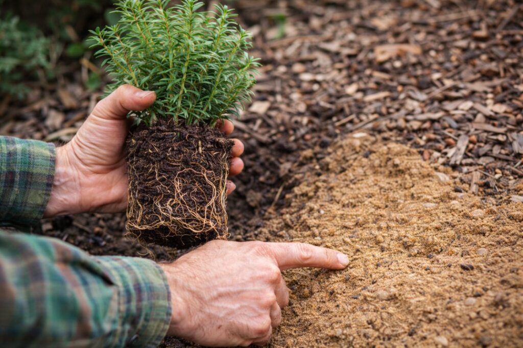 Checking plant roots and local soil type - the first step to successfully planting low water native plants in your area