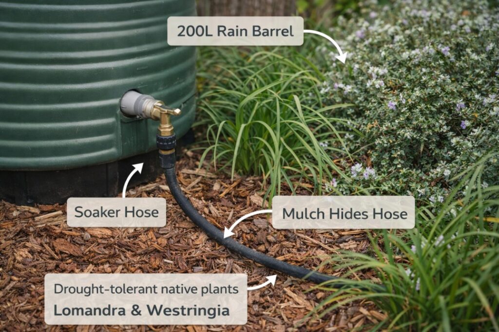 Smart water harvesting and usage is the cornerstone of practical backyard sustainability ideas Australia.