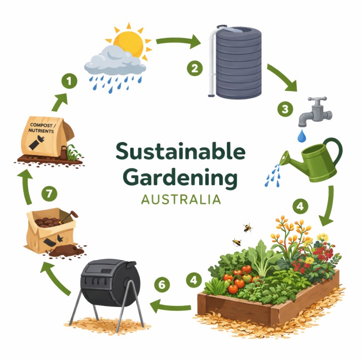 Sustainable gardening cycle in Australia
