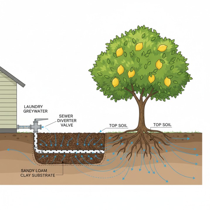 showing a safe greywater system for garden Australia design