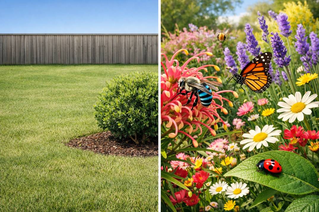 Transform your garden into a sanctuary: the ultimate guide to attract pollinators Australia with native plants, water, and habitat.