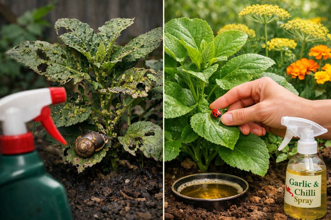 A complete guide to organic pest control Australia, showing the shift from chemical sprays to natural solutions like beneficial insects and homemade remedies.